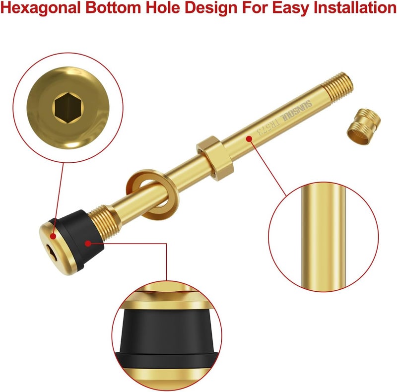 SUN SOUL TR573 10pcs Truck Tire Valve Stems, Brass Commercial 4-3/8 Valve Stems for Rim Φ.625" - Image 3